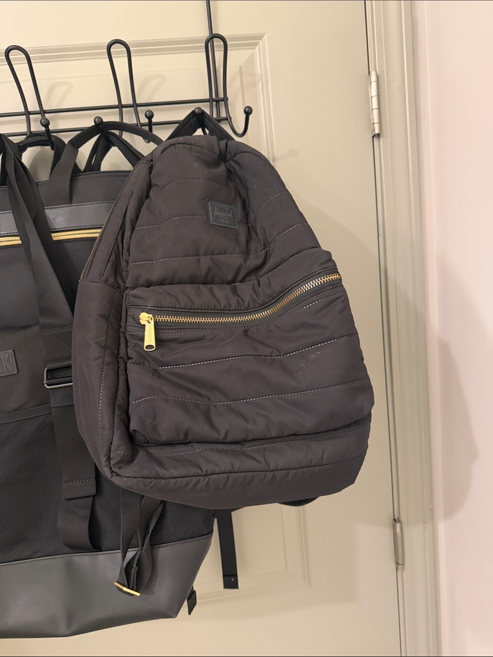 Herschel Supply Company Quilted Puffer Backpack in Black with Gold Zipper